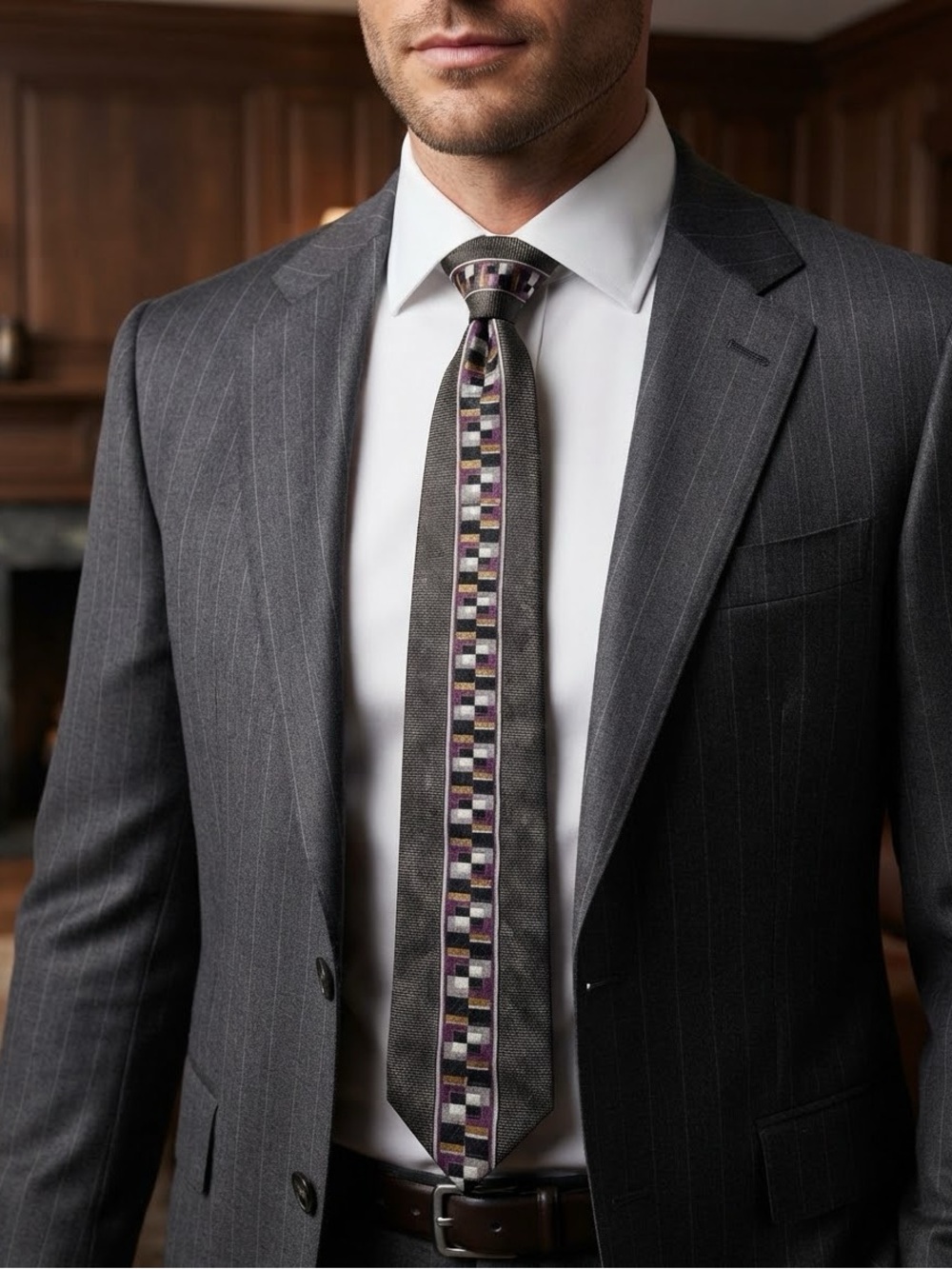 Zylos‎ george machado mens neck tie formal business brownish diamond
